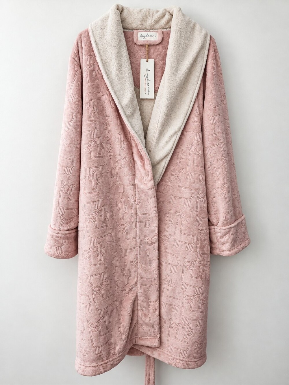 Daydream by Berkshire Home Womens Blush Plush Llama Long Robe Size XL New